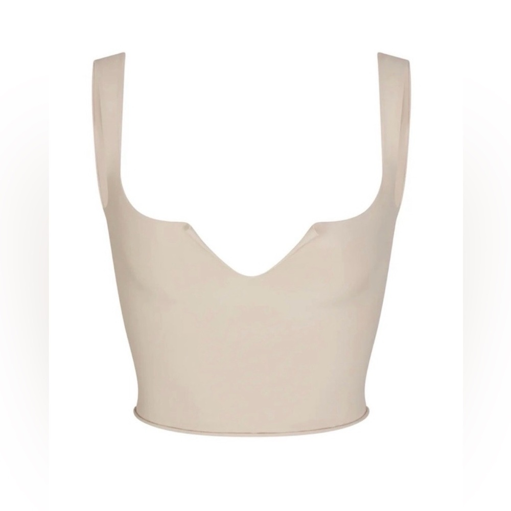 SKIMS Raw Edge Slit Front Cropped Cami | Stone | NWT. XS.